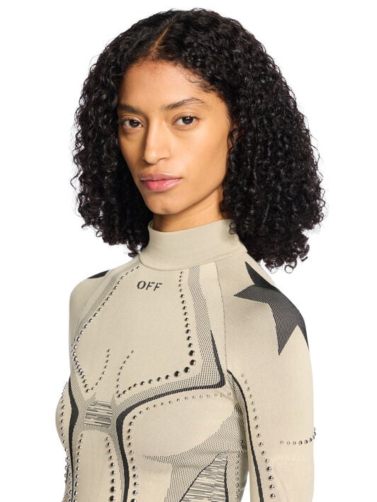 Studded Seamless Race Dress OFF WHITE Studded Seamless Race Dress SAND - BLACK OWVT02EW25KNI001