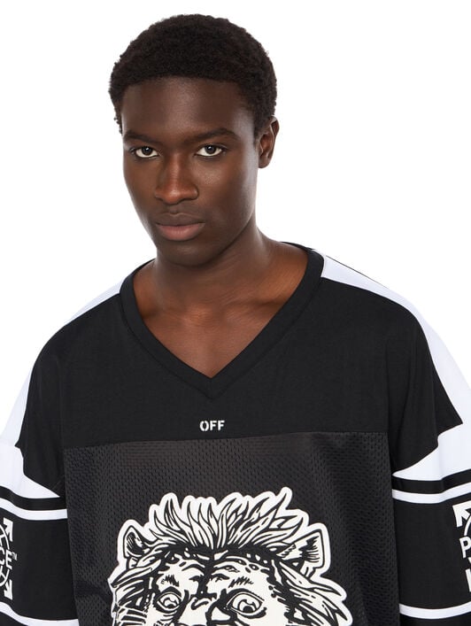 Lion Mesh Football Tee OFF WHITE Lion Mesh Football Tee BLACK - WHITE OMAD003F25JER001