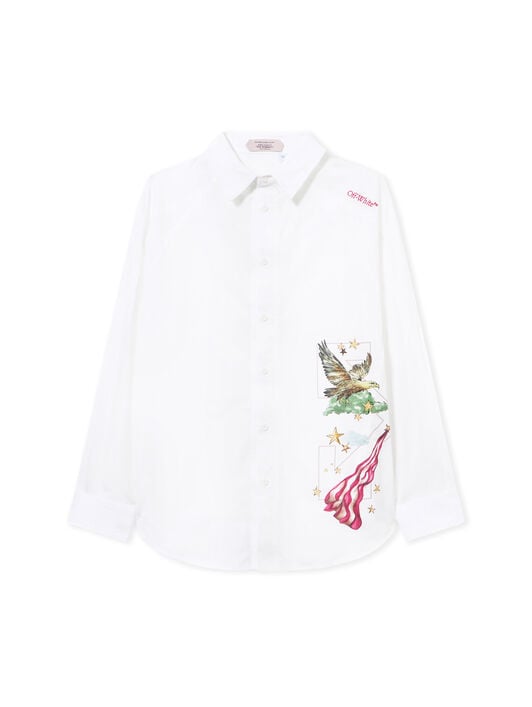 OFF WHITE Dream Arrow Poplin Overshirt WHITE 44MGE04XZ26F005