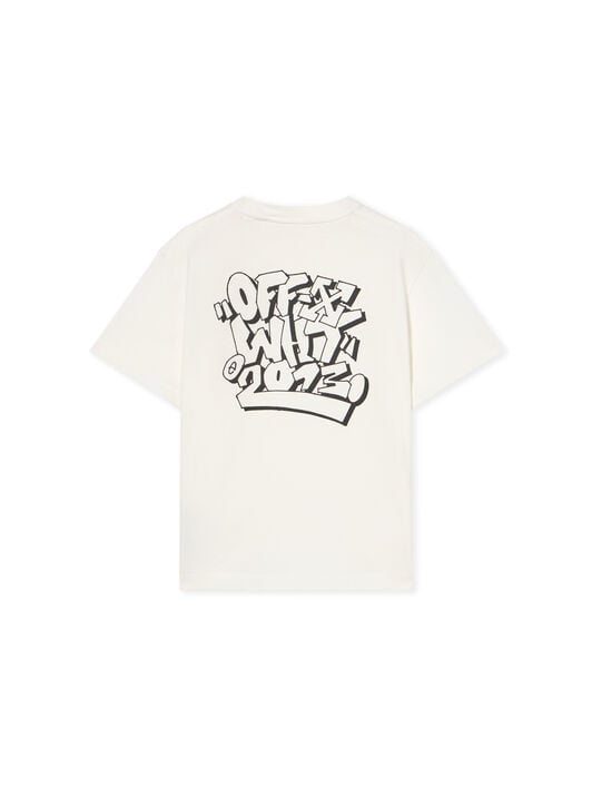 OFF WHITE Graffiti Print T-Shirt WHITE - BLACK OBAA002F25JER00B