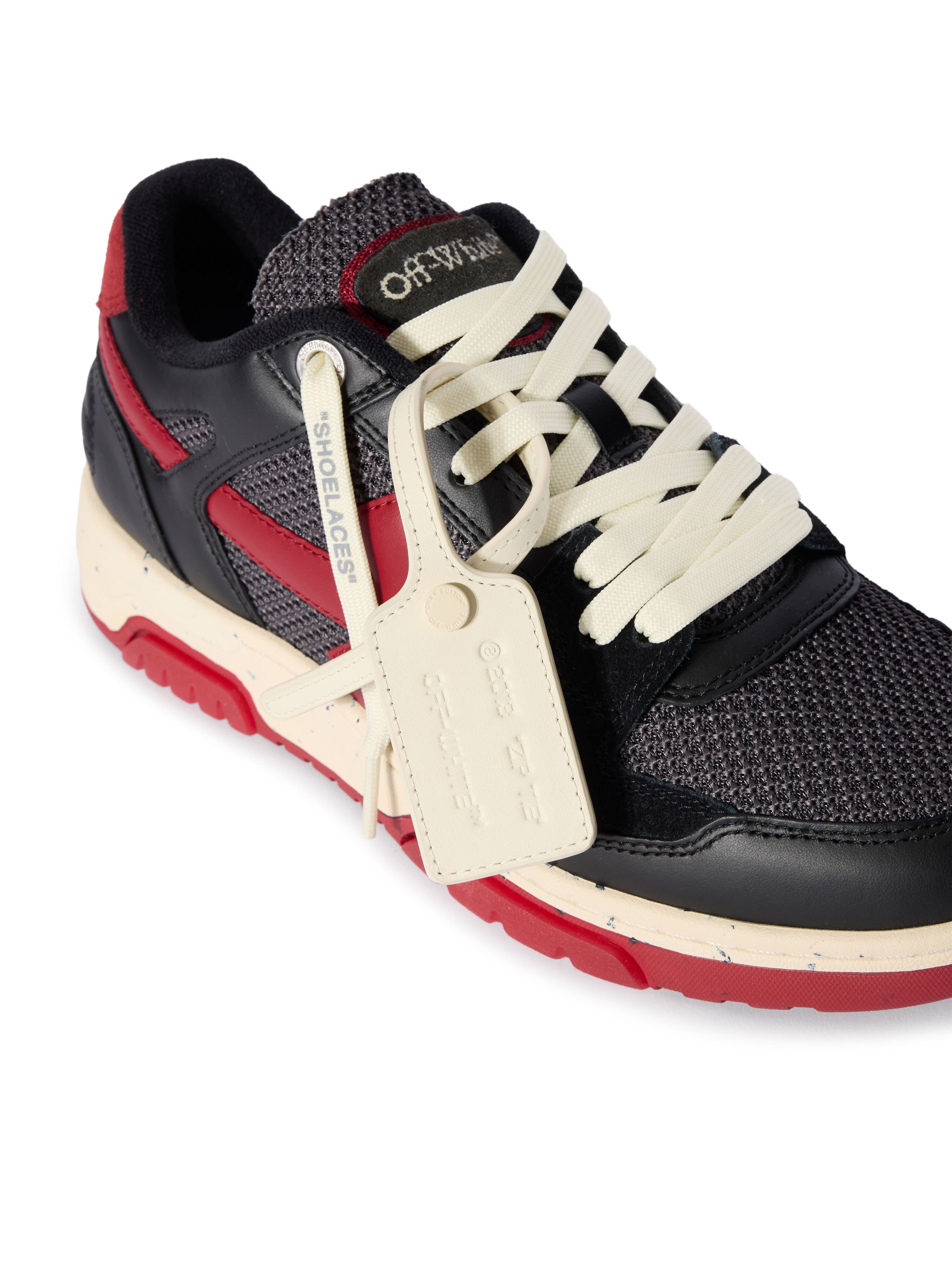 OFF WHITE Out Of Office Slim Sneakers GREY MELANGE - CORAL RED OMIA243F25LEA001