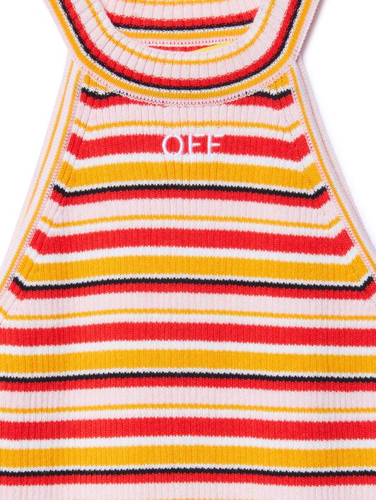 OFF WHITE Stamp Ribbed Knit Dress ORANGE OGHI005S25KNI001