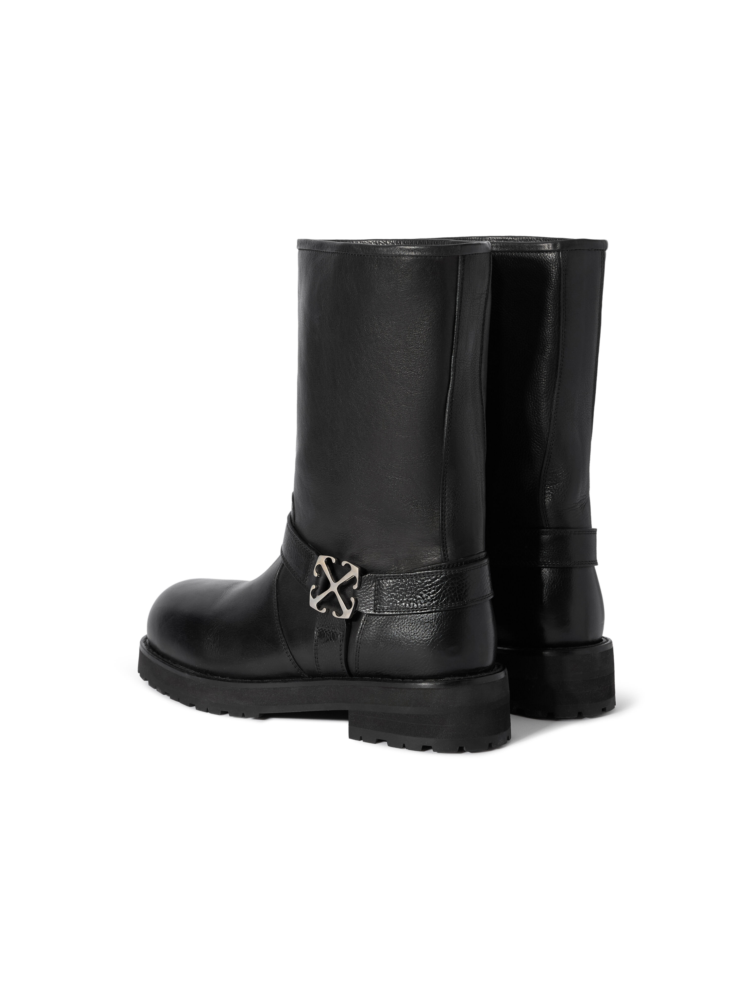 OFF WHITE Off Track Leather Boots BLACK - SILVER OMIE00EC99LEA001