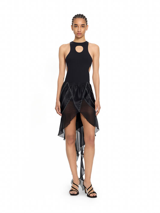 OFF WHITE Geo Satin Pkt Belt Col Block Skirt Black-Black 2FS00285L