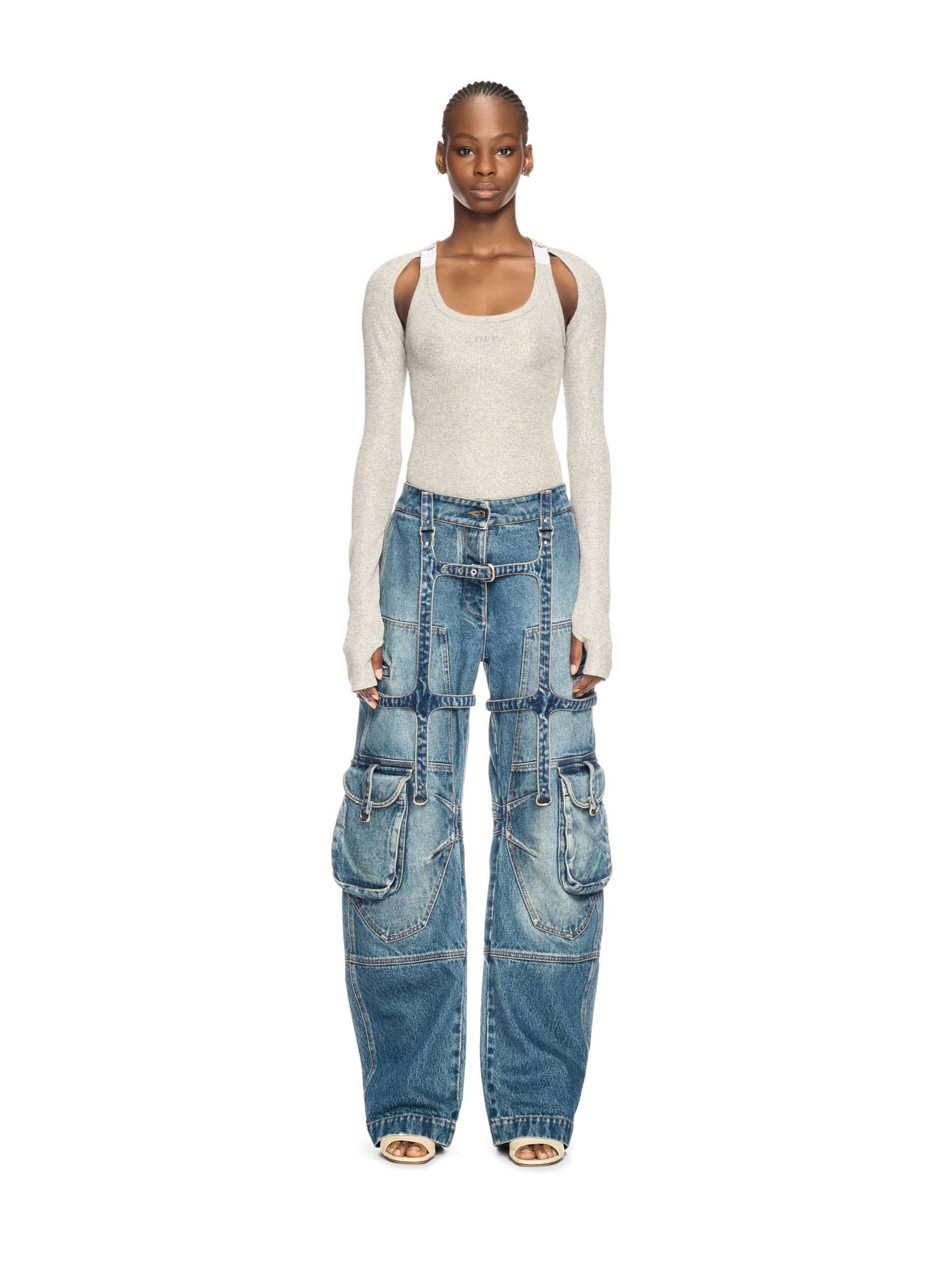 OFF WHITE Silver Lurex Backless Top SILVER OWAD25ZS25JER002