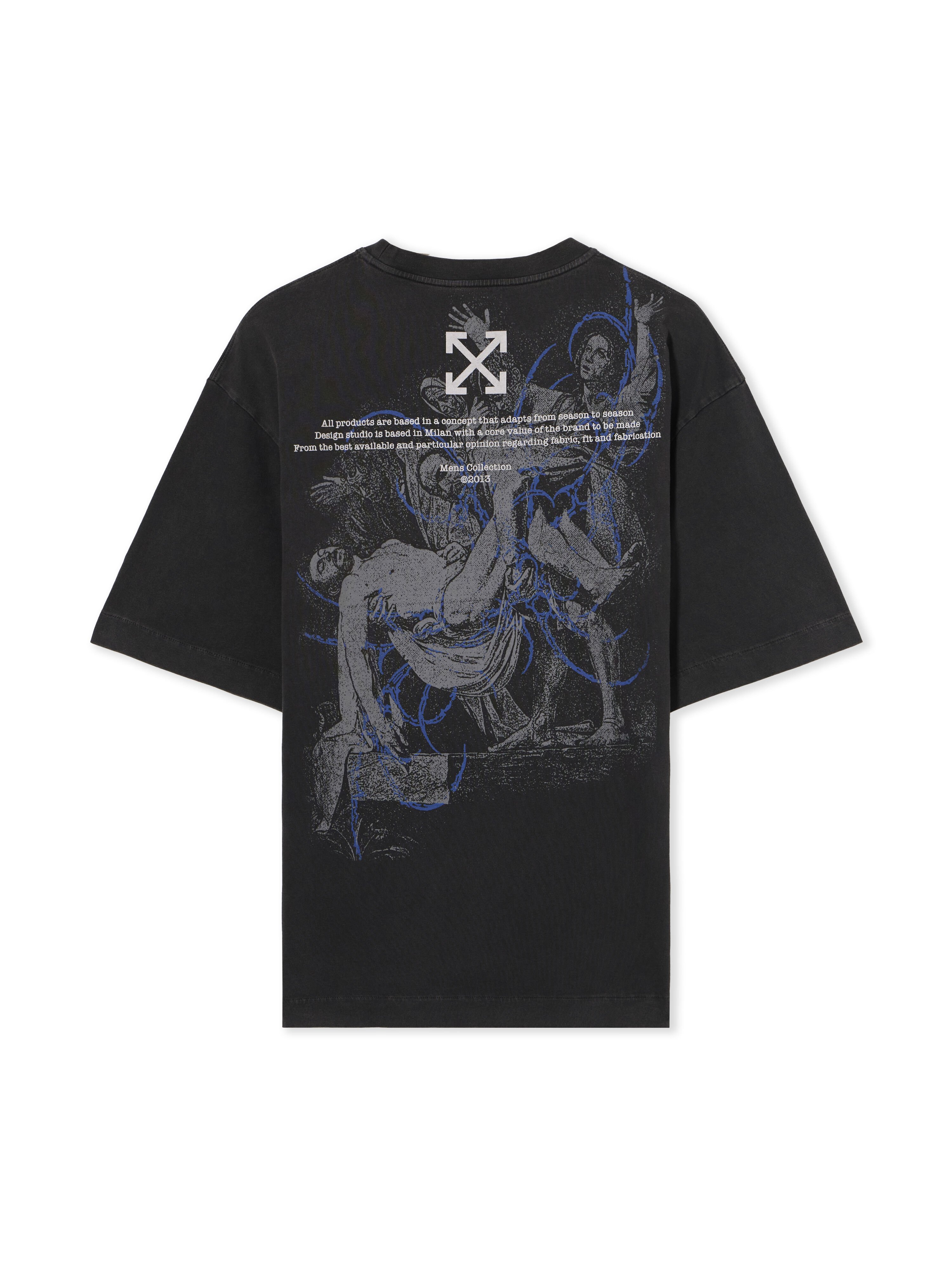 OFF WHITE Faded Painting Skate Logo T-Shirt VINTAGE BLACK - BLUE OMAA120F25JER00S