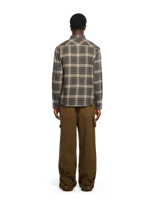 OFF WHITE Spray Book Check Flannel Shirt DARK GREY - BLACK OMGE04MF25FAB003