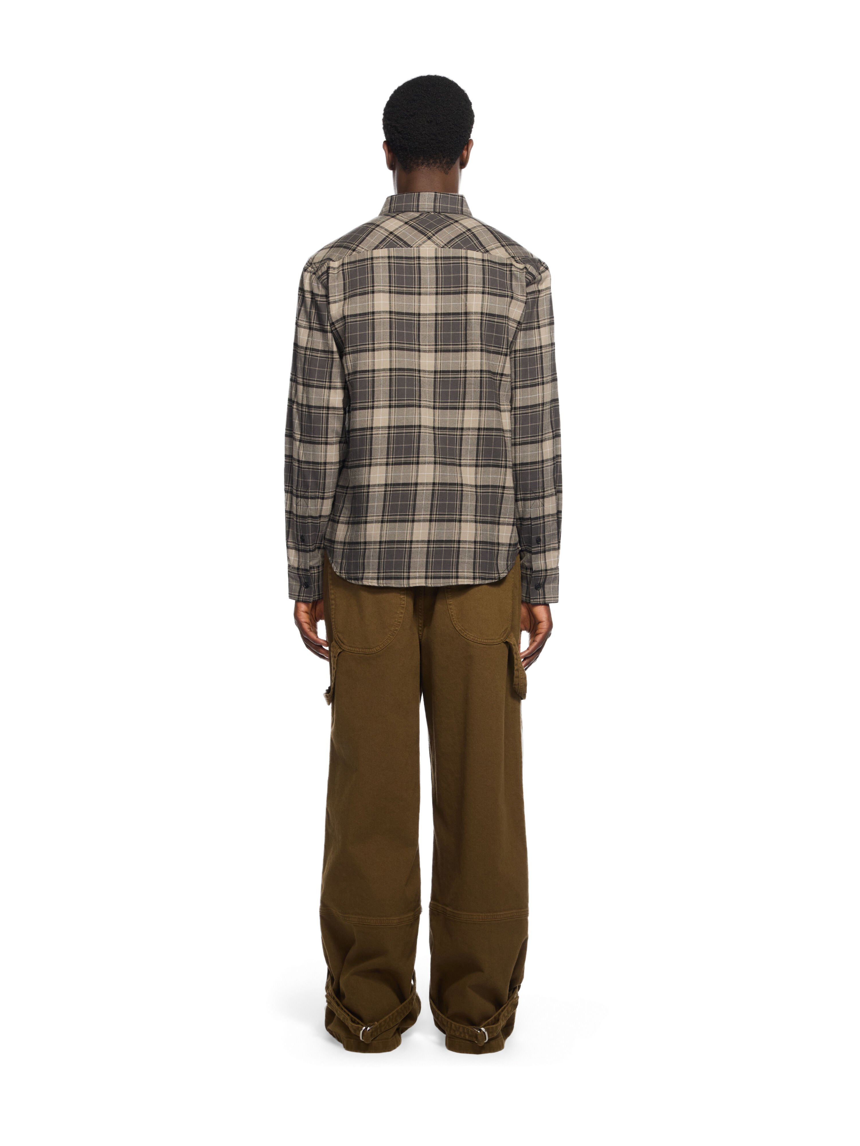 OFF WHITE Spray Book Check Flannel Shirt DARK GREY - BLACK OMGE04MF25FAB003