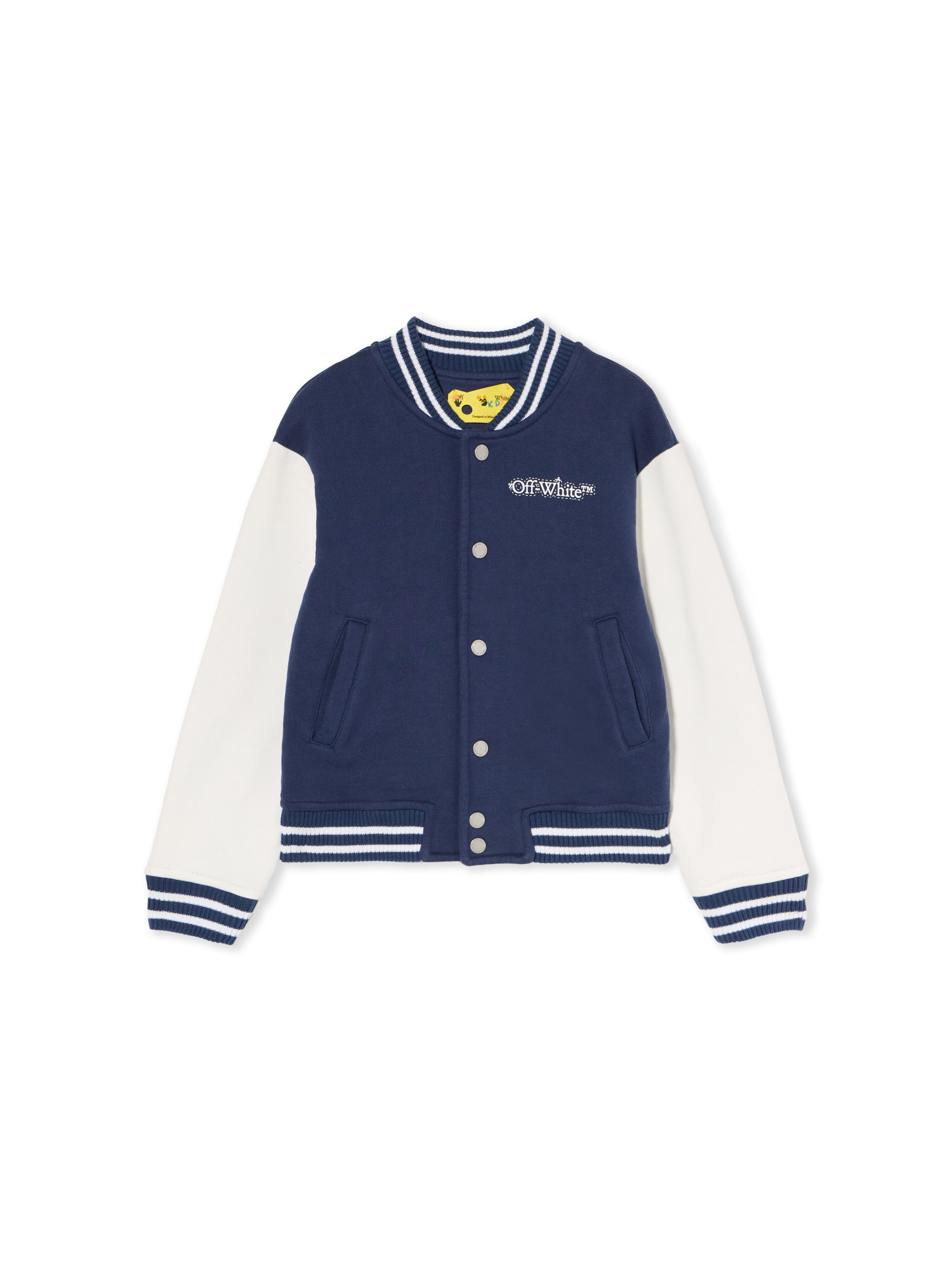OFF WHITE Arrow Dotline Varsity Jacket NAVY BLUE - WHITE OBEH004F25FLE001