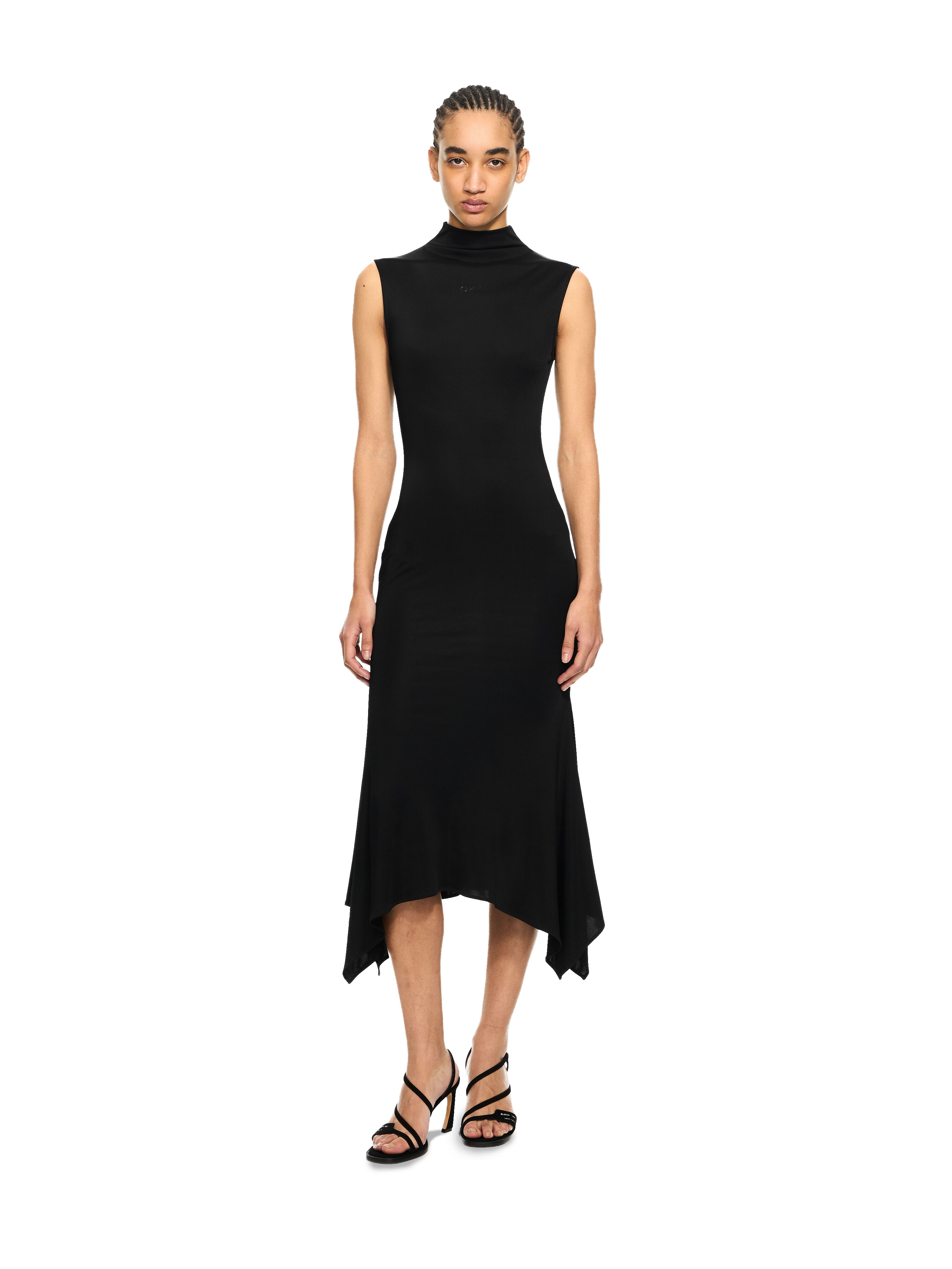 OFF WHITE Fluid Sleeveless Midi Dress Black-Black 2DB578S26JER001