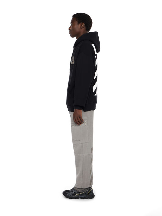 OFF WHITE Flannel Diagonal Skate Hoodie BLACK - WHITE OMBB085F25FLE00S