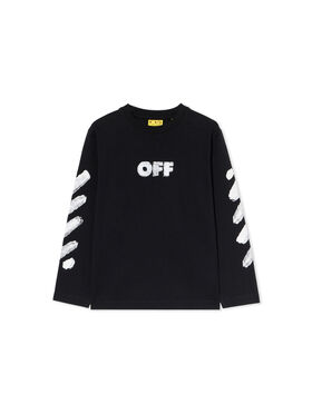 OFF WHITE Arrow Sponge Long-Sleeve Logo T-Shirt BLACK - WHITE OBAB001F25JER002