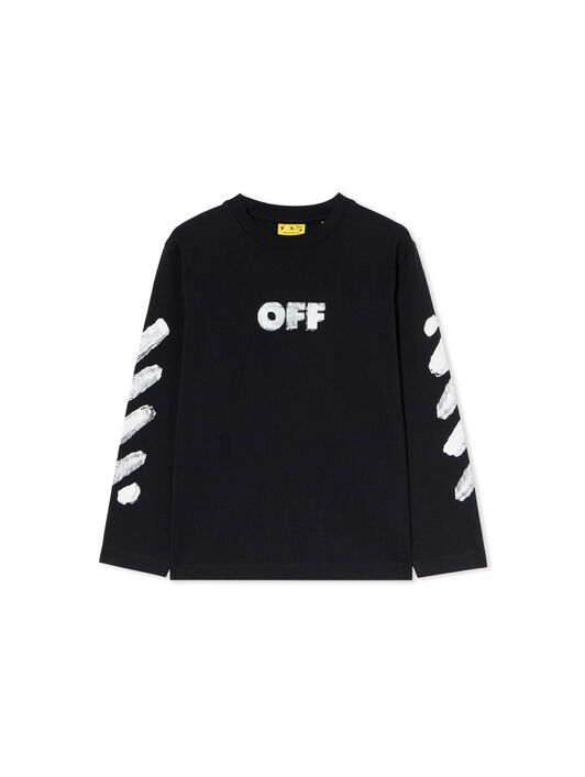 OFF WHITE Arrow Sponge Long-Sleeve Logo T-Shirt BLACK - WHITE OBAB001F25JER002