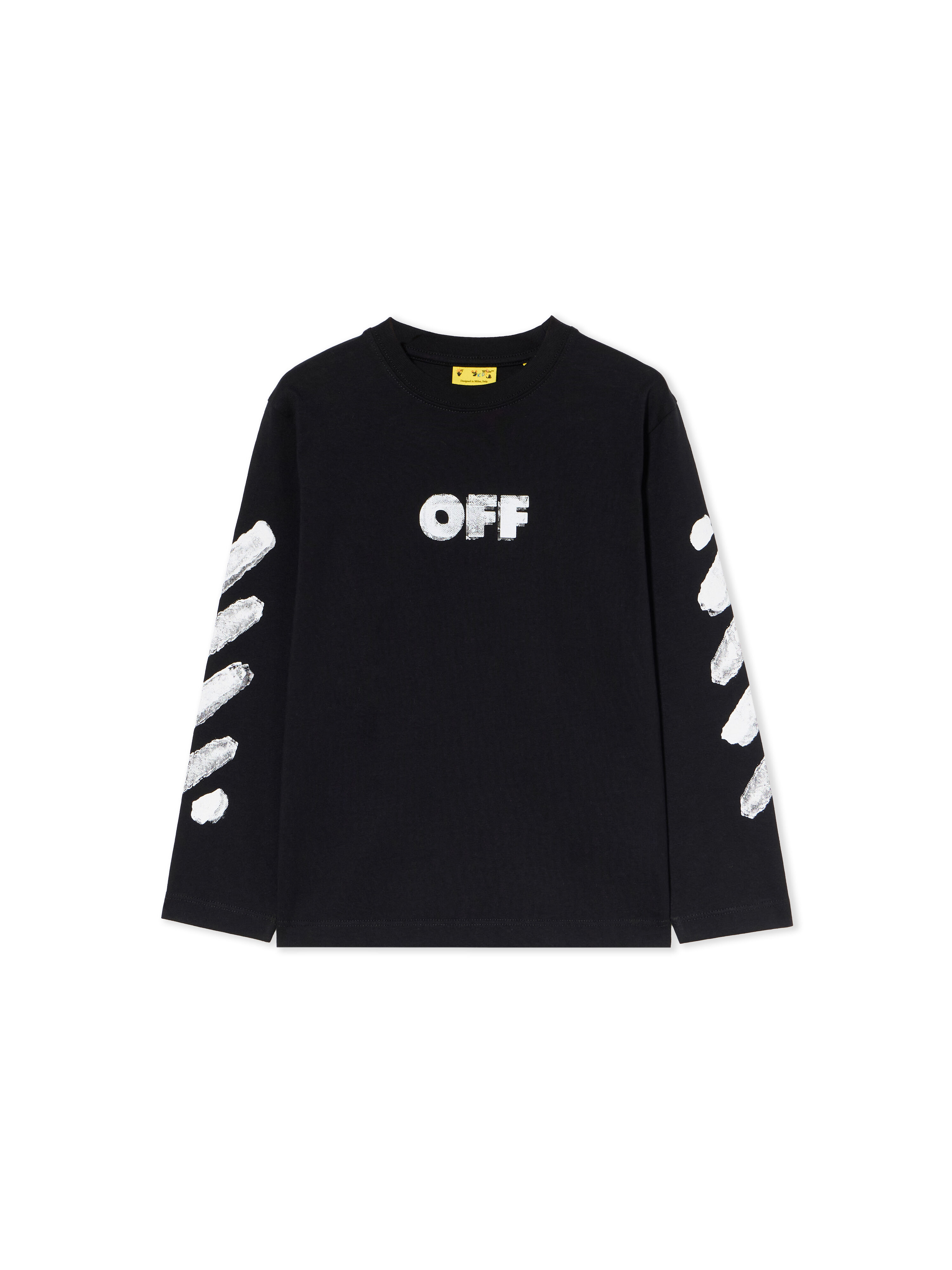 OFF WHITE Arrow Sponge Long-Sleeve Logo T-Shirt BLACK - WHITE OBAB001F25JER002