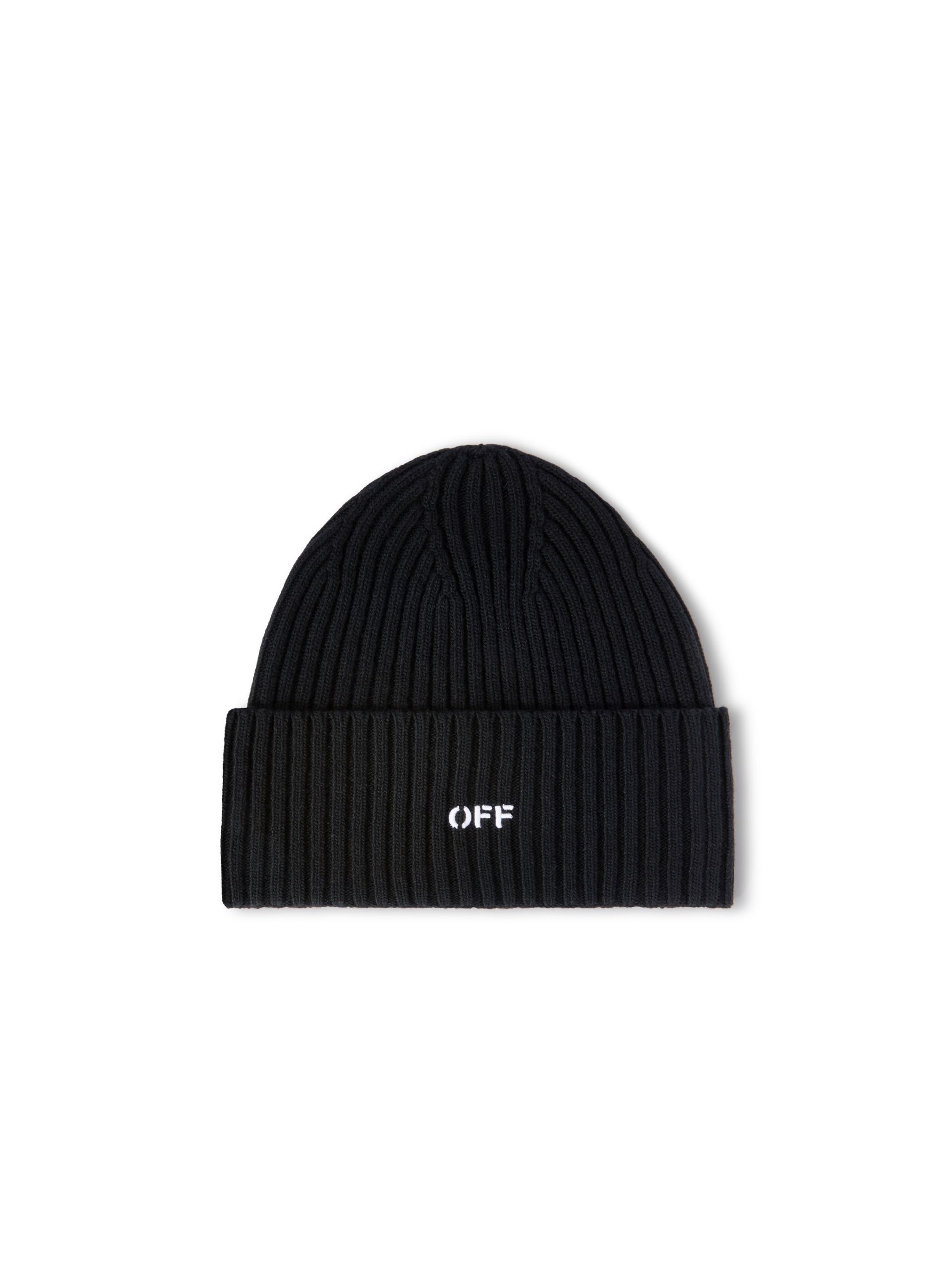 OFF WHITE Offstamp Loose Knit Beanie BLACK OMLC030C99KNI002