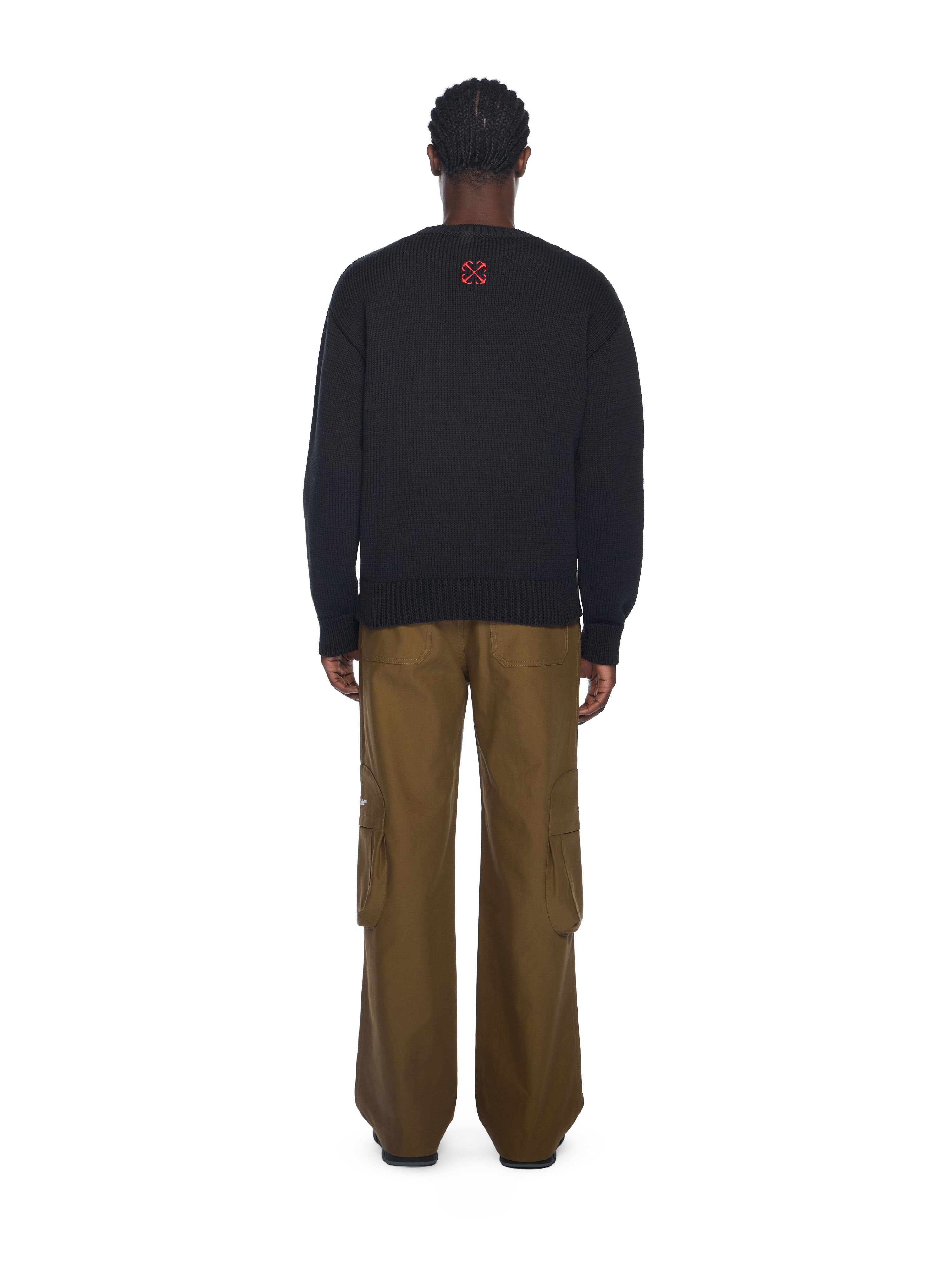 Sphere Logo Chunky Knit Crewneck Sweater OFF WHITE Sphere Logo Chunky Knit Crewneck Sweater BLACK - CHILI PEPPER OMHE136F25KNI001