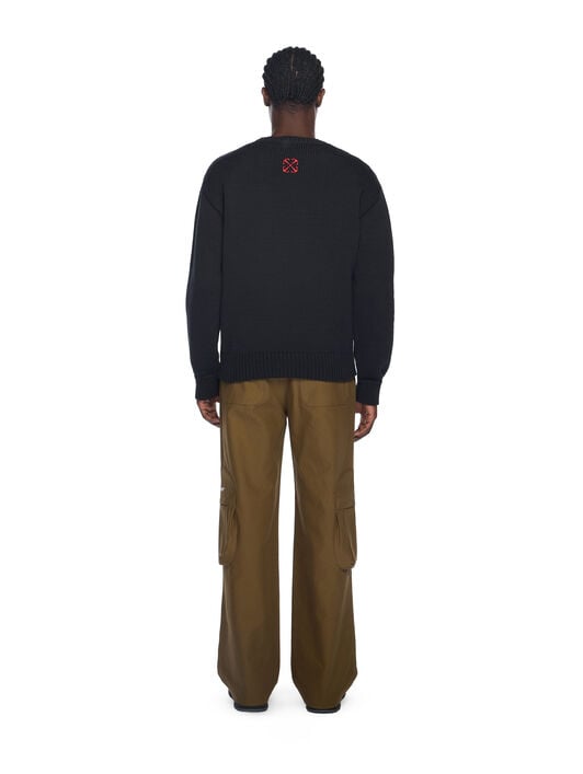 Sphere Logo Chunky Knit Crewneck Sweater OFF WHITE Sphere Logo Chunky Knit Crewneck Sweater BLACK - CHILI PEPPER OMHE136F25KNI001