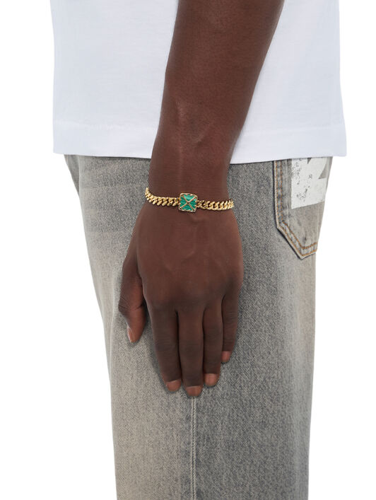 OFF WHITE Arrow Malachite Curb Chain Bracelet STERLING SILVER C07035