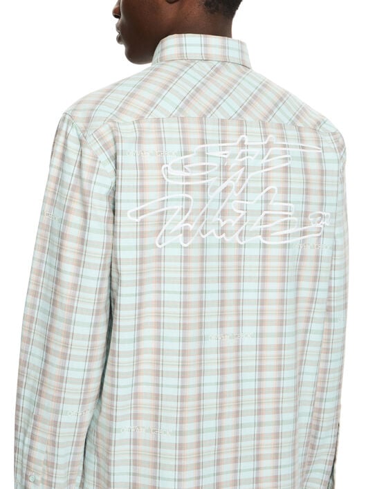 OFF WHITE Marker Check Flannel Regular Shirt MINT 44XGE04MS26F001
