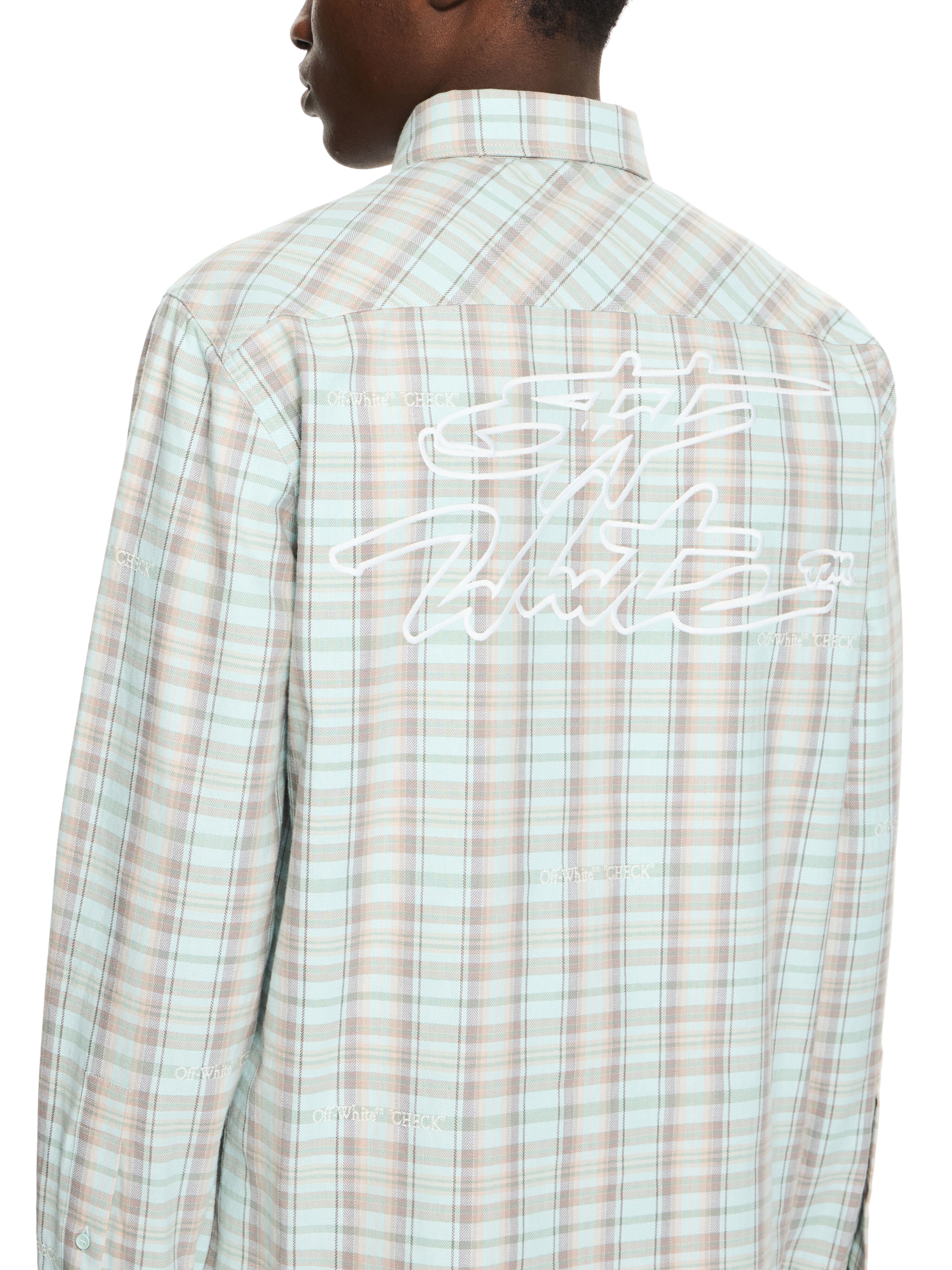 OFF WHITE Marker Check Flannel Regular Shirt MINT 44XGE04MS26F001