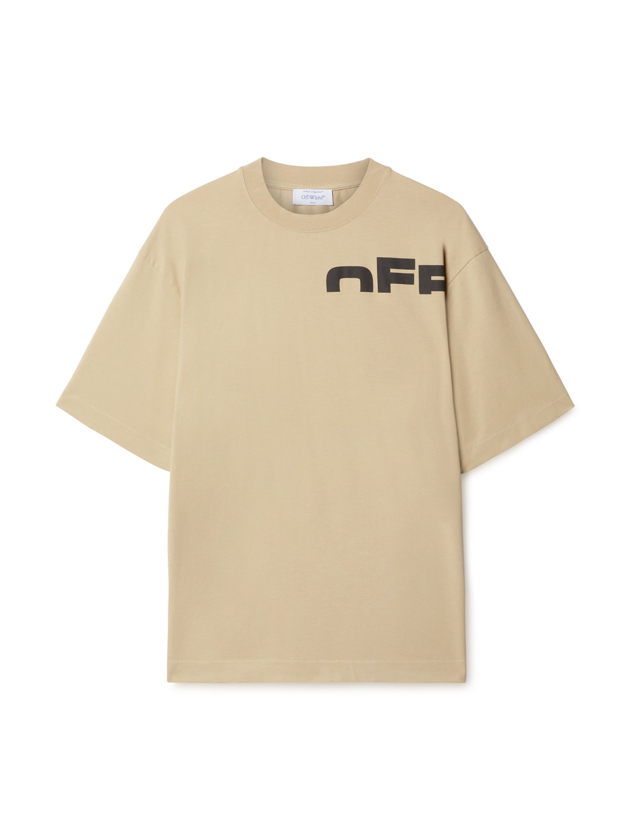 OFF WHITE Beiges Asymmetrisches T-Shirt NEUTRAL OMAA120S25JER00B