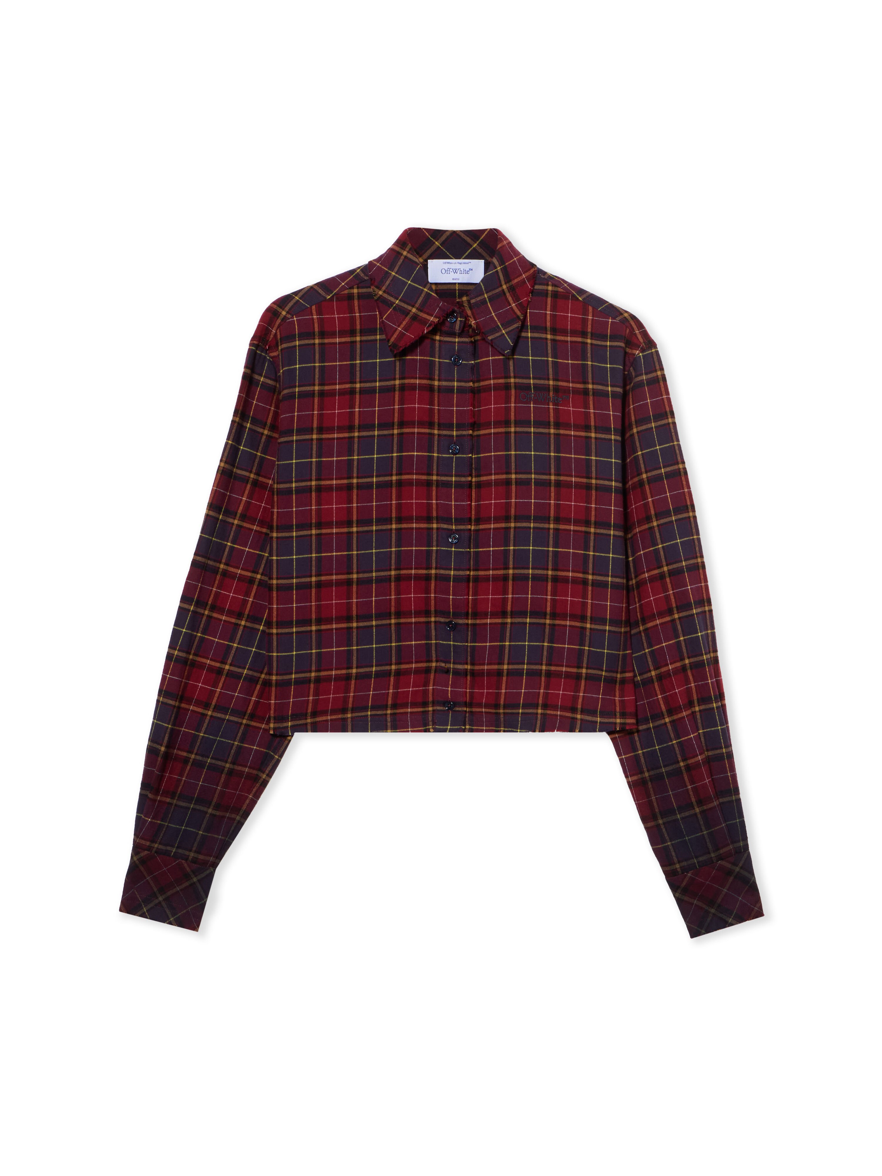 OFF WHITE Check Flannel Arrow Spray Shirt BORDEAUX/PURPLE-BLUE IRIS OWGE02HF25FAB001