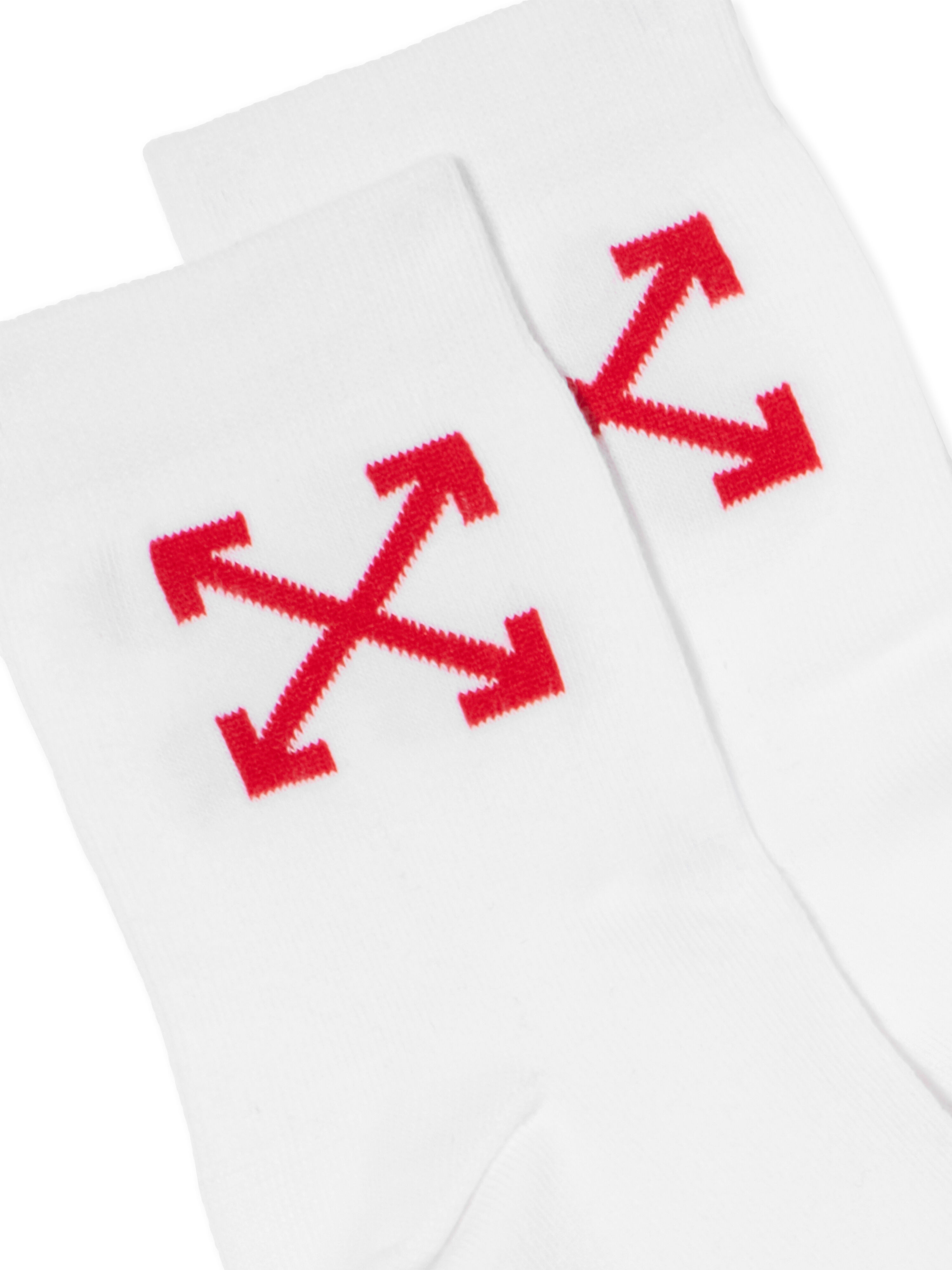 OFF WHITE Arrow Mid High Socks WHITE - RED OBRA004F25KNI001