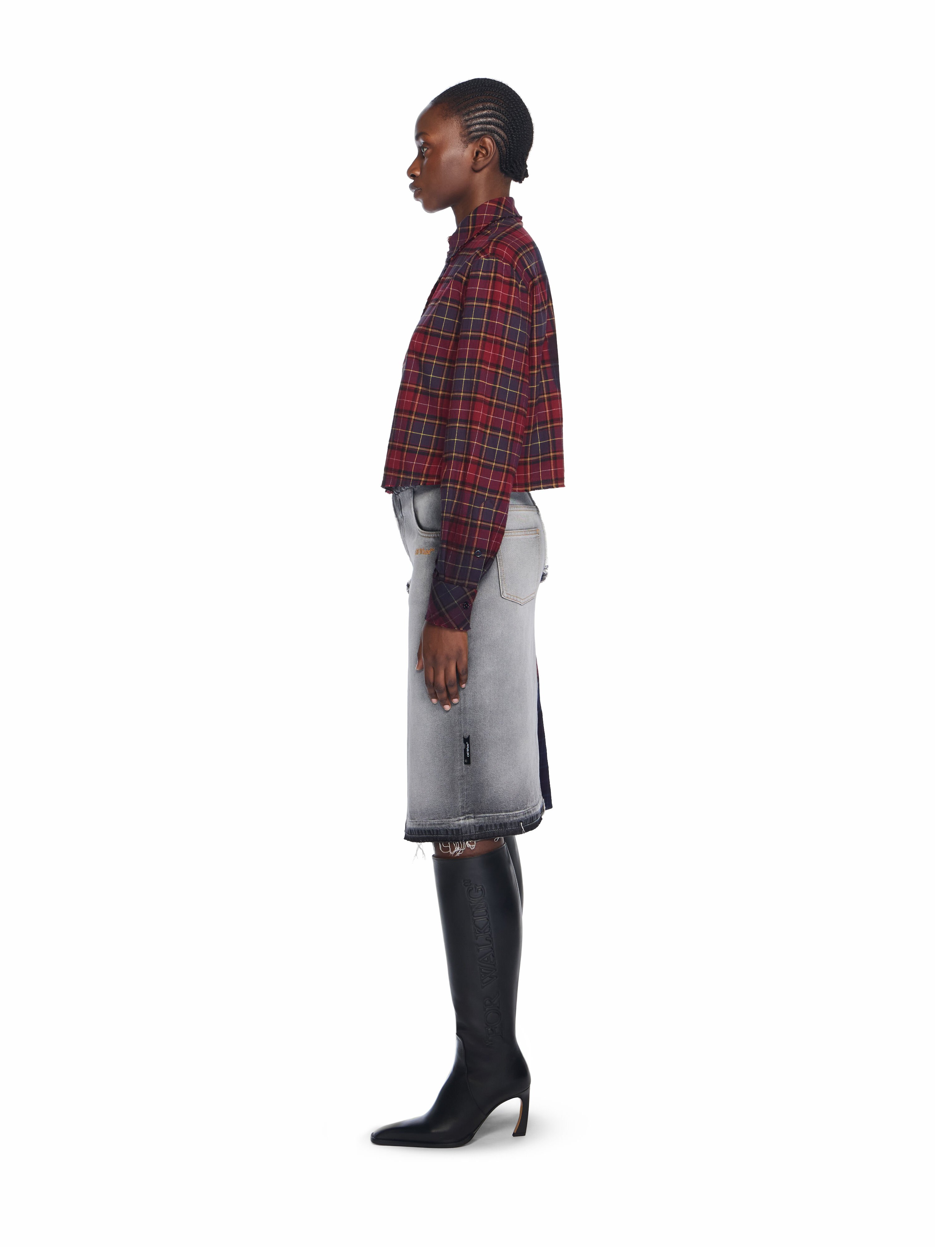 Check Flannel Denim Skirt OFF WHITE Check Flannel Denim Skirt BLEACH BLACK-TABACCO OWYF02FF25DEN001