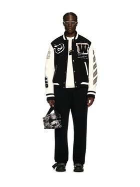 OFF WHITE Leather/Wool Varsity Jacket GREEN OMAA027T25JER00U