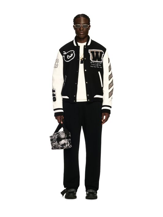 OFF WHITE Leather/Wool Varsity Jacket BLACK OMJA122C99LEA005