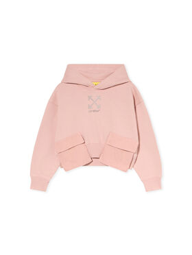 OFF WHITE Arrow Studs Cargo Crop Hoodie ROSE PINK - DARK GREY OGBB00BF25FLE001