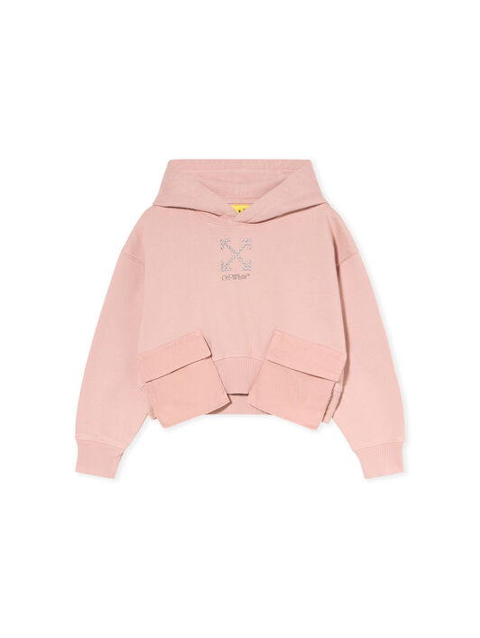 OFF WHITE Arrow Studs Cargo Crop Hoodie ROSE PINK - DARK GREY OGBB00BF25FLE001