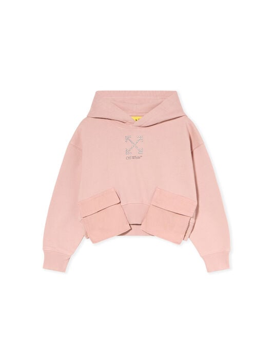 Arrow Studs Cargo Crop Hoodie OFF WHITE Arrow Studs Cargo Crop Hoodie ROSE PINK - DARK GREY OGBB00BF25FLE001