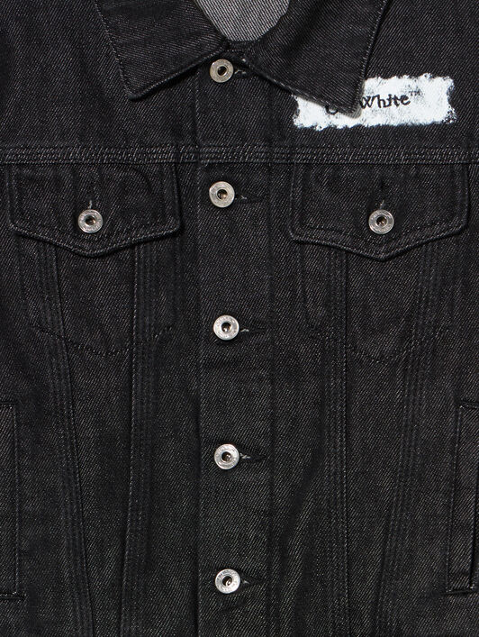 OFF WHITE Diagonal Sponge Denim Jacket BLACK - WHITE OBYE001F25DEN001