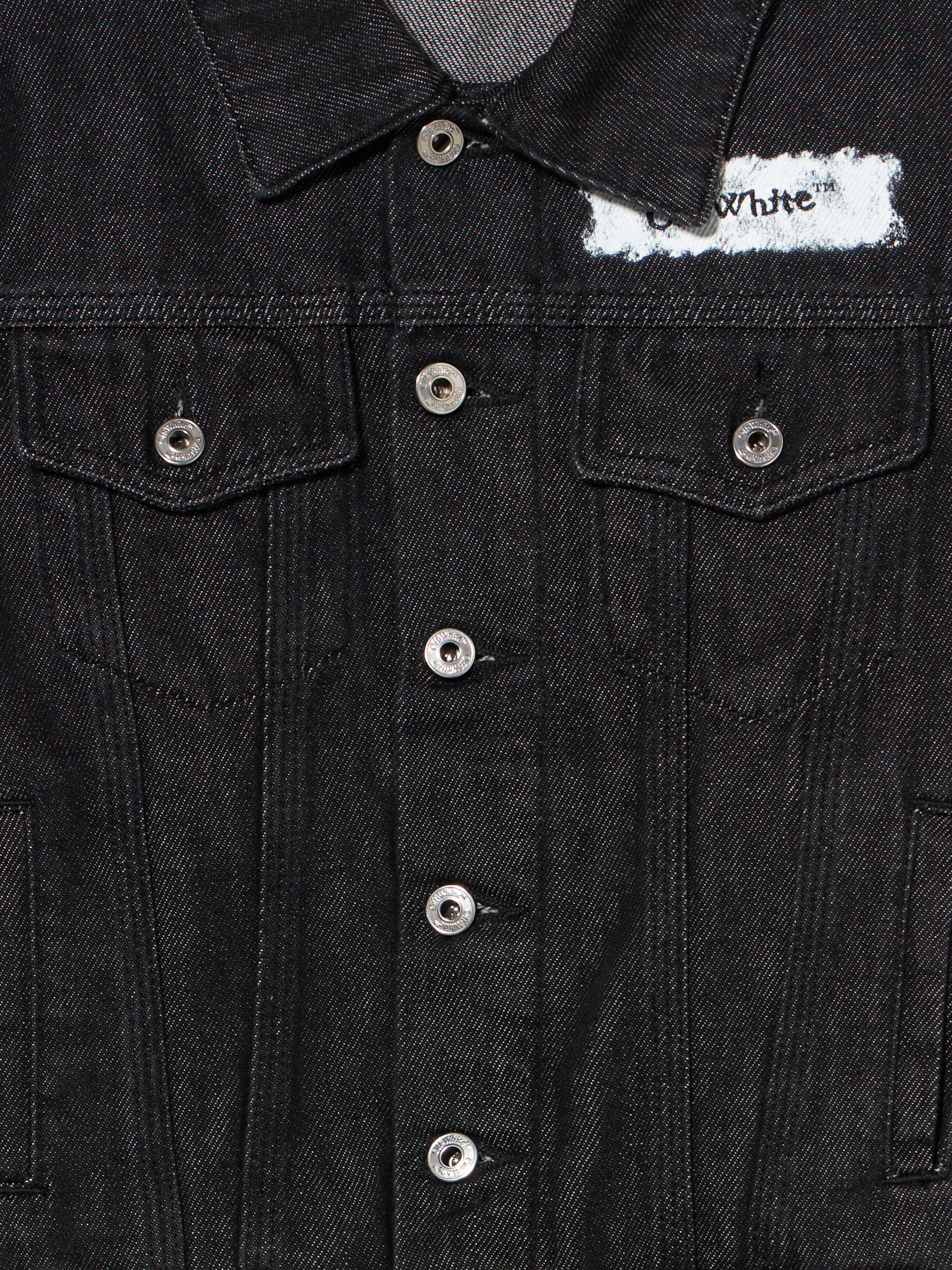 OFF WHITE Diagonal Sponge Denim Jacket BLACK - WHITE OBYE001F25DEN001