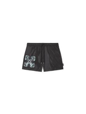 OFF WHITE Black Vibe Arrow Swim Shorts GREEN OMFD014S25FAB005
