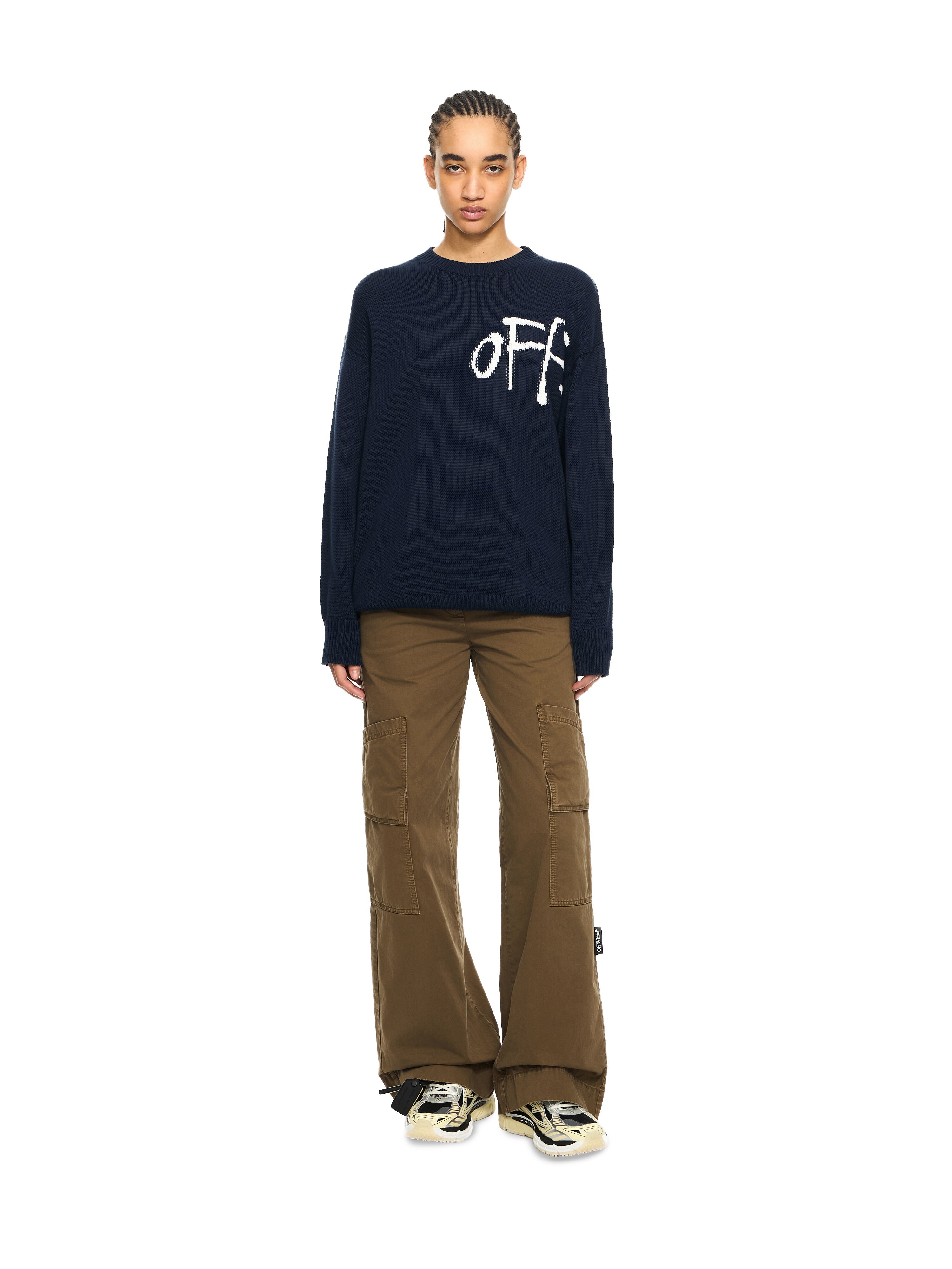 OFF WHITE Bookish Shared Knit Crewneck Night Sky-White 2HE10OS26KNI001