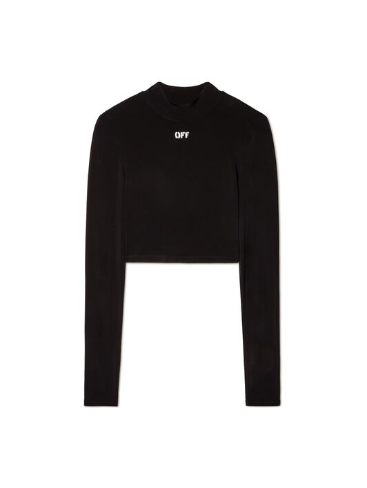 OFF WHITE CROP TOP NERO ADERENTE A MEZZO COLLO CON LOGO OFF NERO OWAD235C99JER001