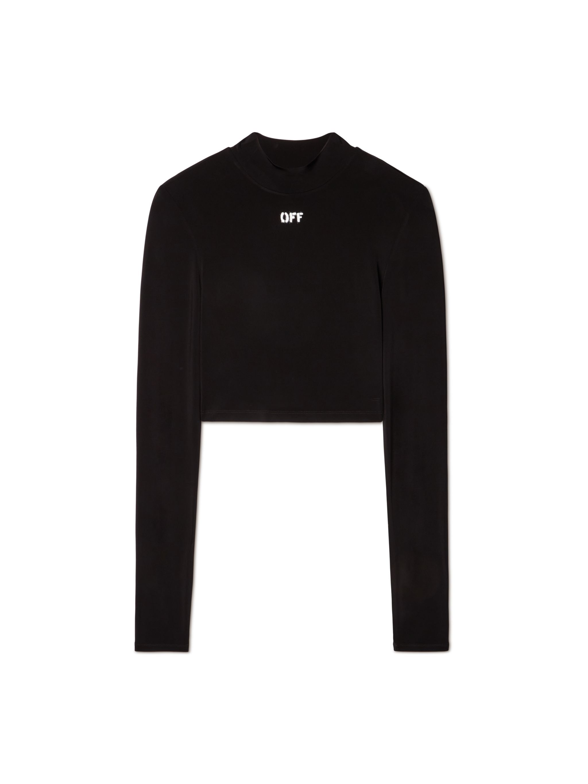 OFF WHITE CROP TOP NERO ADERENTE A MEZZO COLLO CON LOGO OFF NERO OWAD235C99JER001