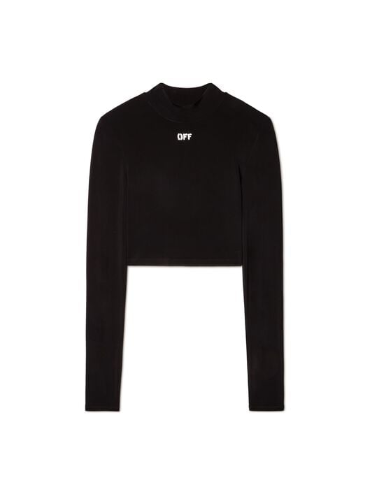 CROP TOP NERO ADERENTE A MEZZO COLLO CON LOGO OFF OFF WHITE CROP TOP NERO ADERENTE A MEZZO COLLO CON LOGO OFF NERO OWAD235C99JER001
