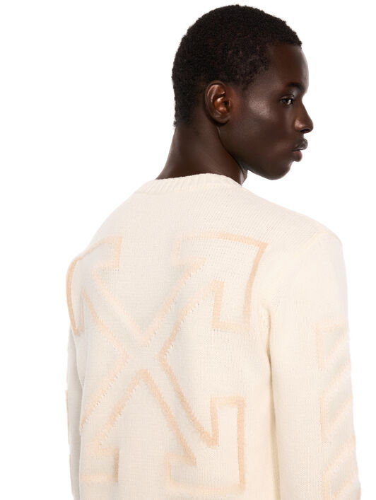 Diagonal Arrow Fuzzy Knit Crewneck OFF WHITE Diagonal Arrow Fuzzy Knit Crewneck CREAM 44MHE087F26K001