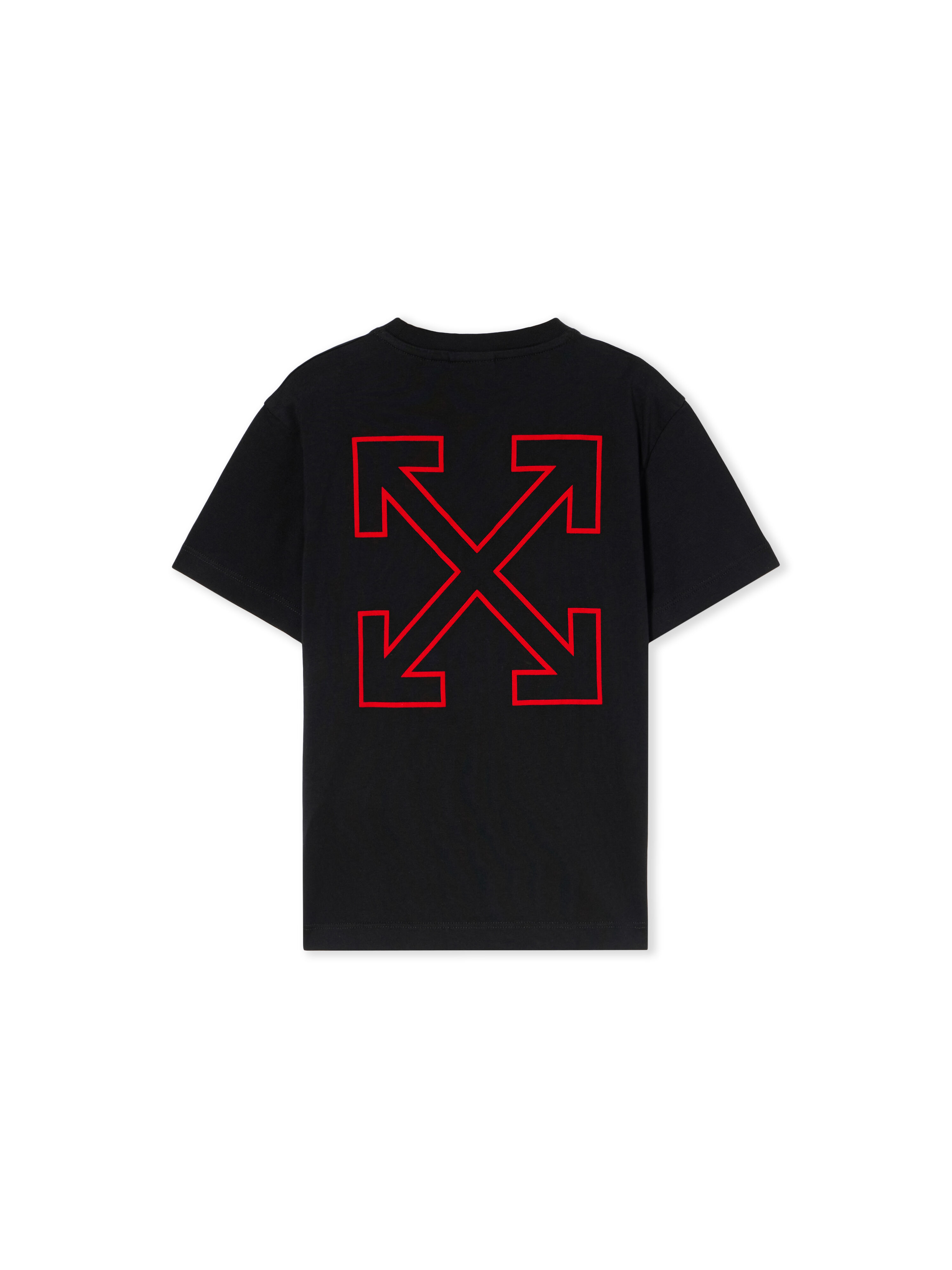 OFF WHITE Arrow Outline Flock Logo T-Shirt BLACK - RED OBAA002F25JER00D