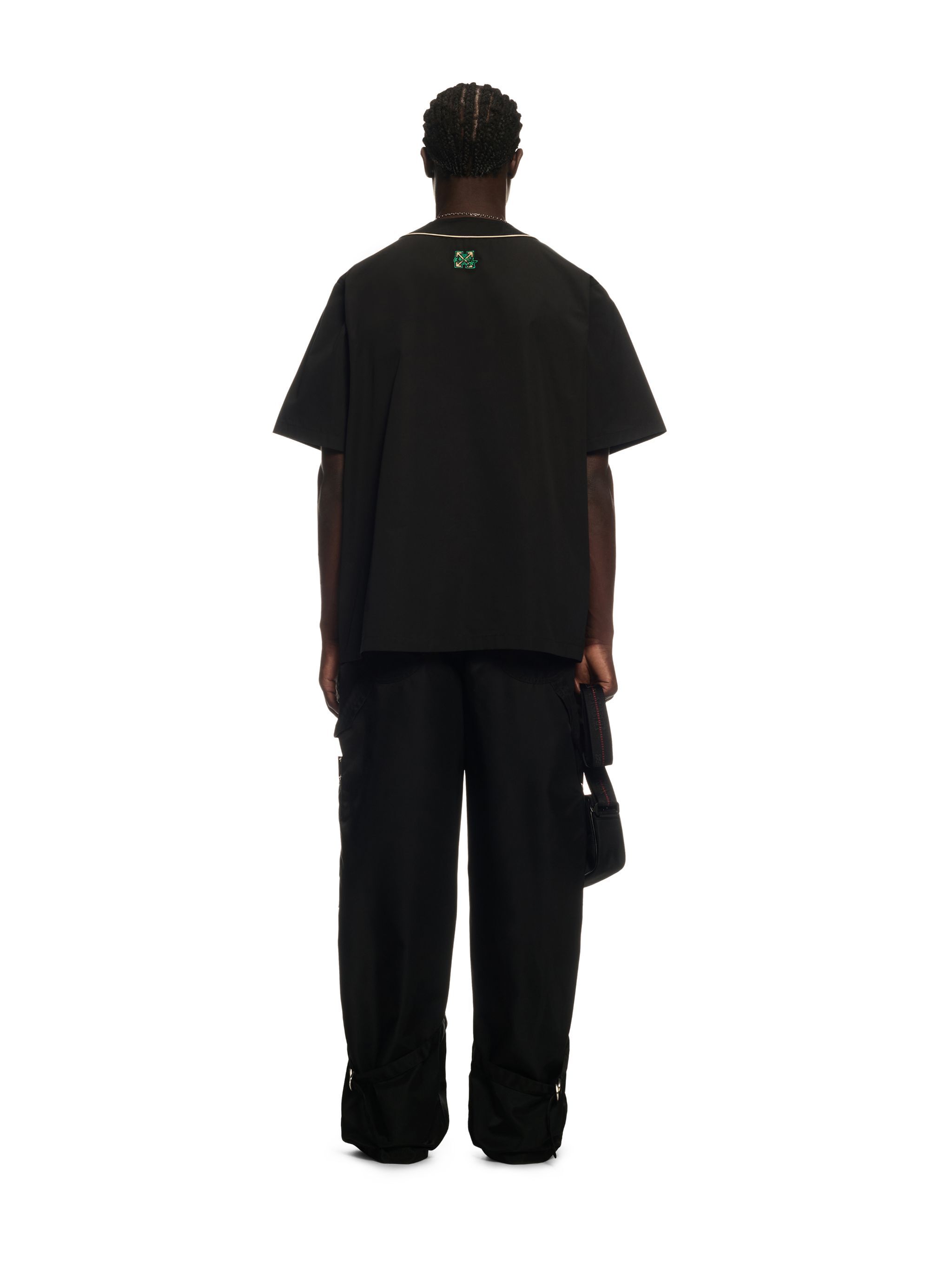 OFF WHITE Maglia Da Baseball Nera Con Motivo Crocodile NERO OMGG014S25FAB002