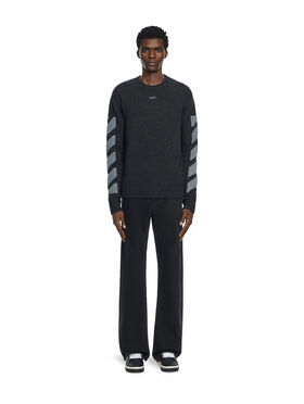 OFF WHITE Diagonals Fuzzy Knit Crewneck ANTRACITE 44MHE087F26K002
