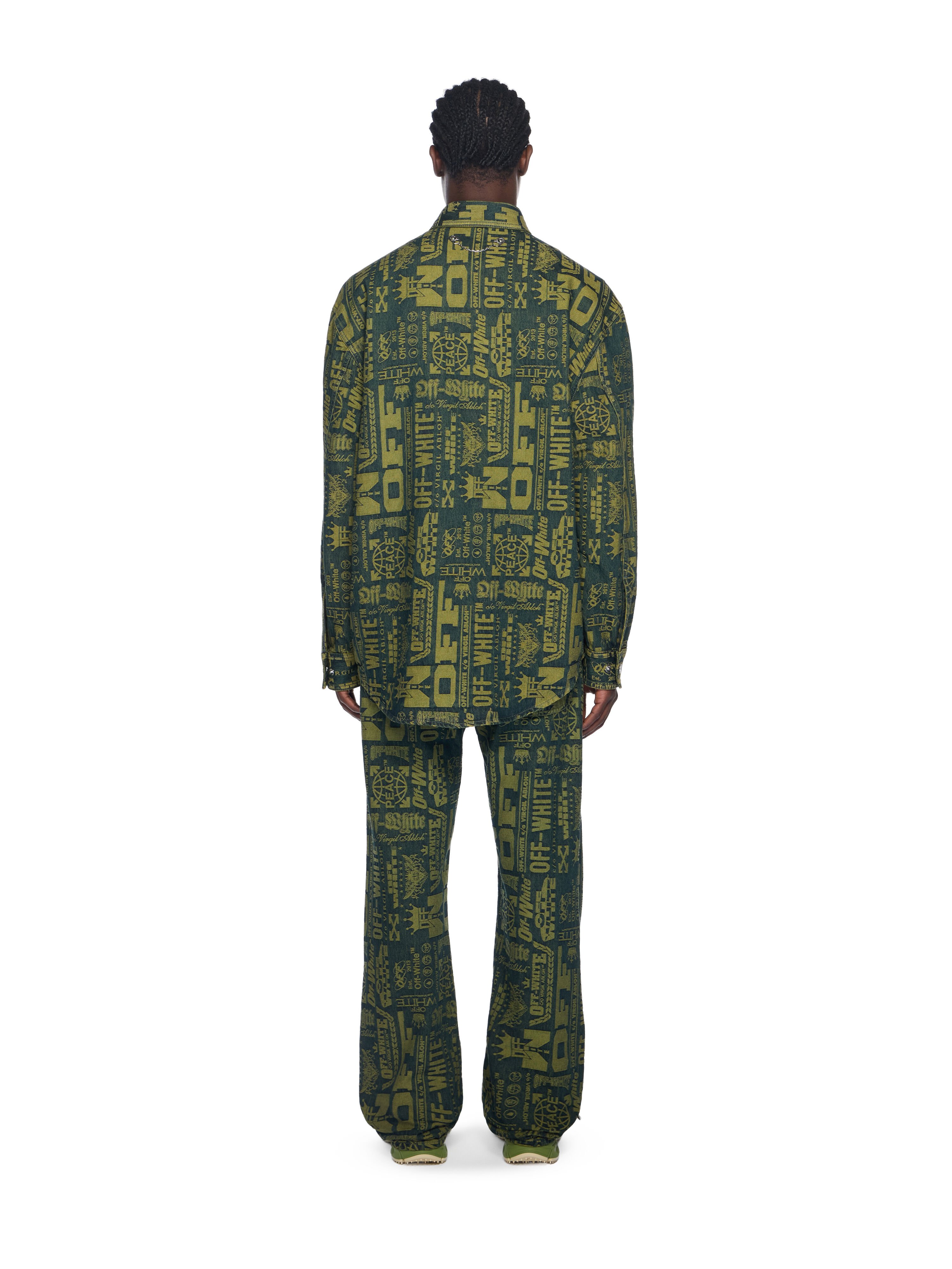 OFF WHITE Multilogo Jacquard Denim Shirt MULTILOGO - GREEN MOSS OMYD05RF25DEN001
