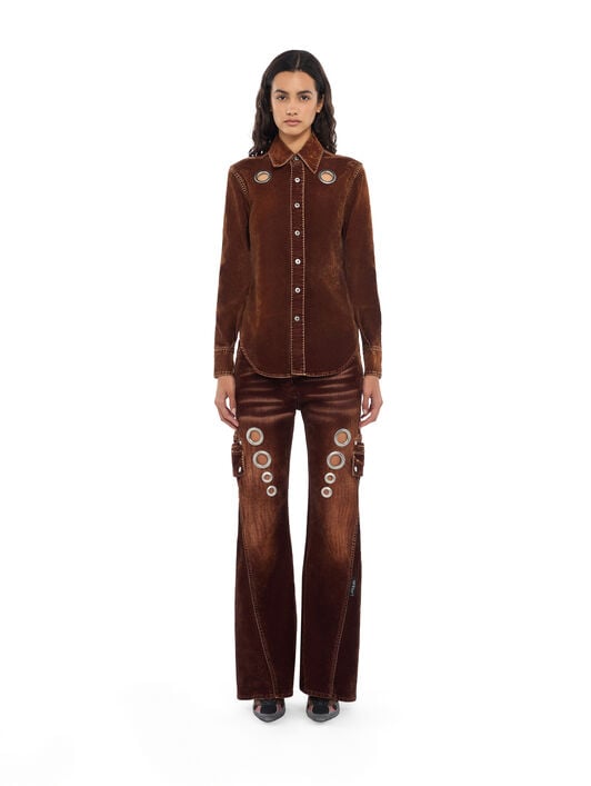 Eyelet Flock Shirt OFF WHITE Eyelet Flock Shirt Chestnut Chestnut 2FB00843T