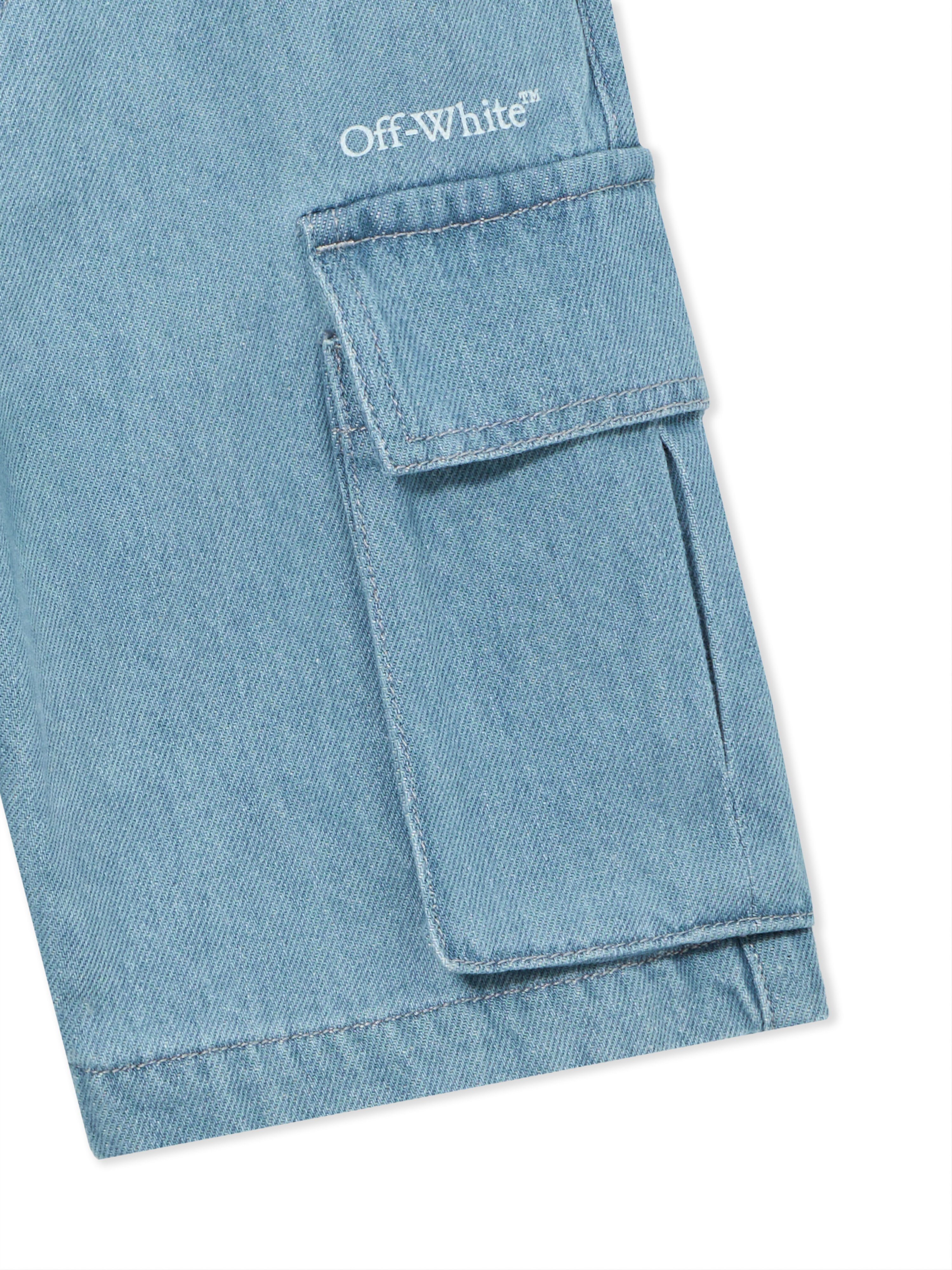 OFF WHITE Diag Sketch Denim Cargo Short MEDIUM BLUE 44BYC002S26D001