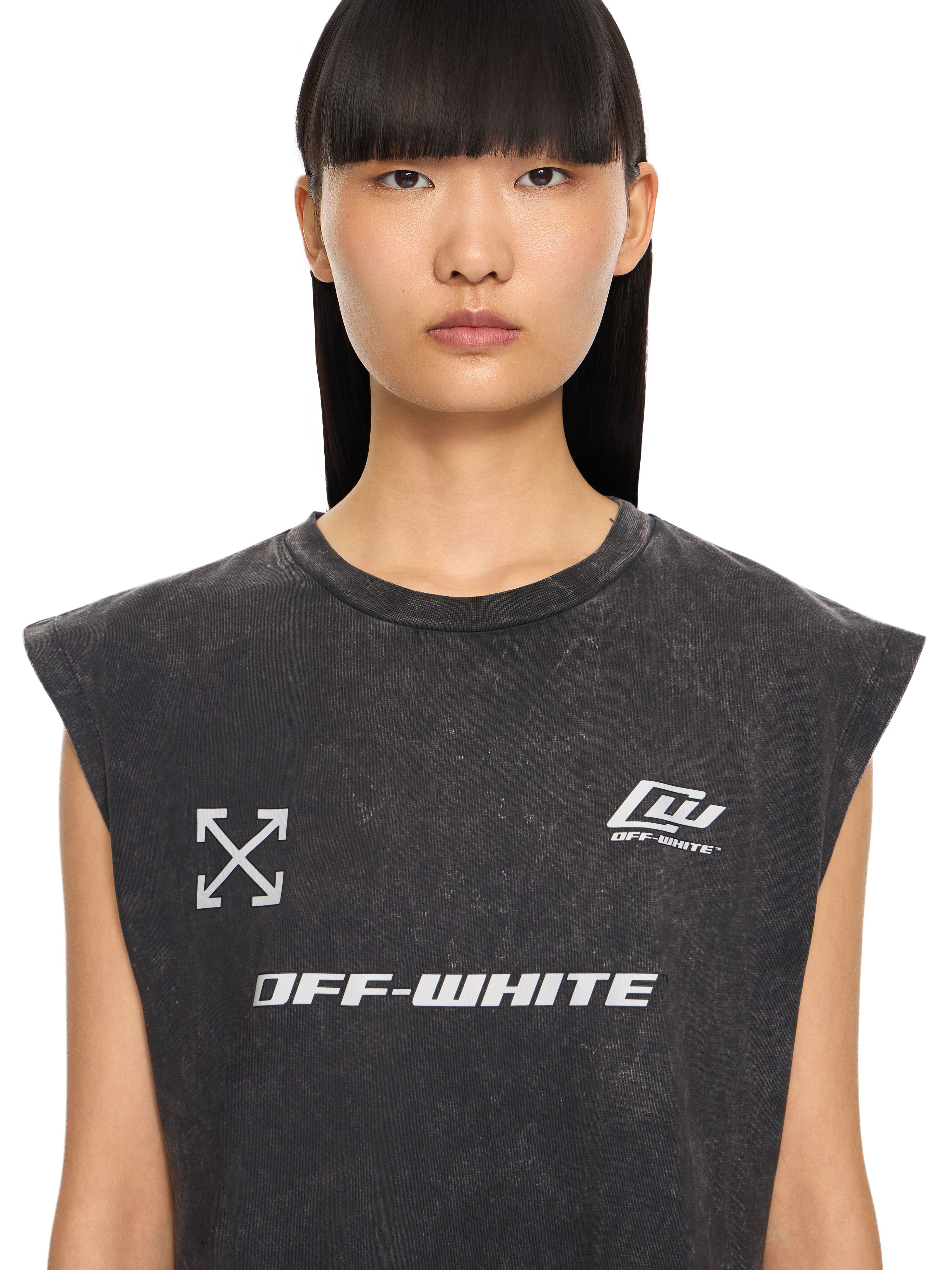 OFF WHITE Abito Racer Ampio in Jersey Marble Black-Rodio 2DH00BS26JER001