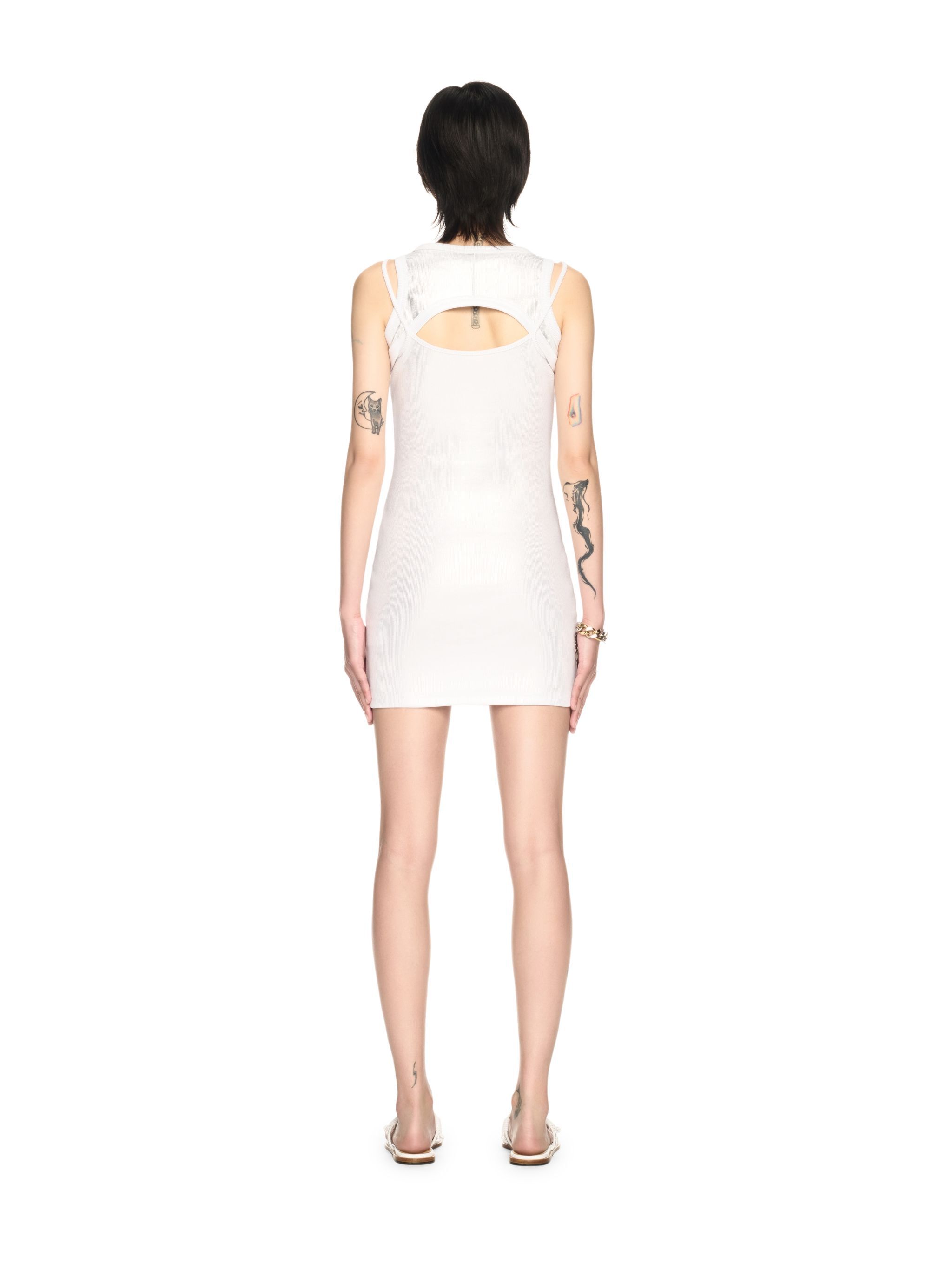 OFF WHITE Silver Ribbed Cut-Out Dress WHITE OWDB496S25JER001