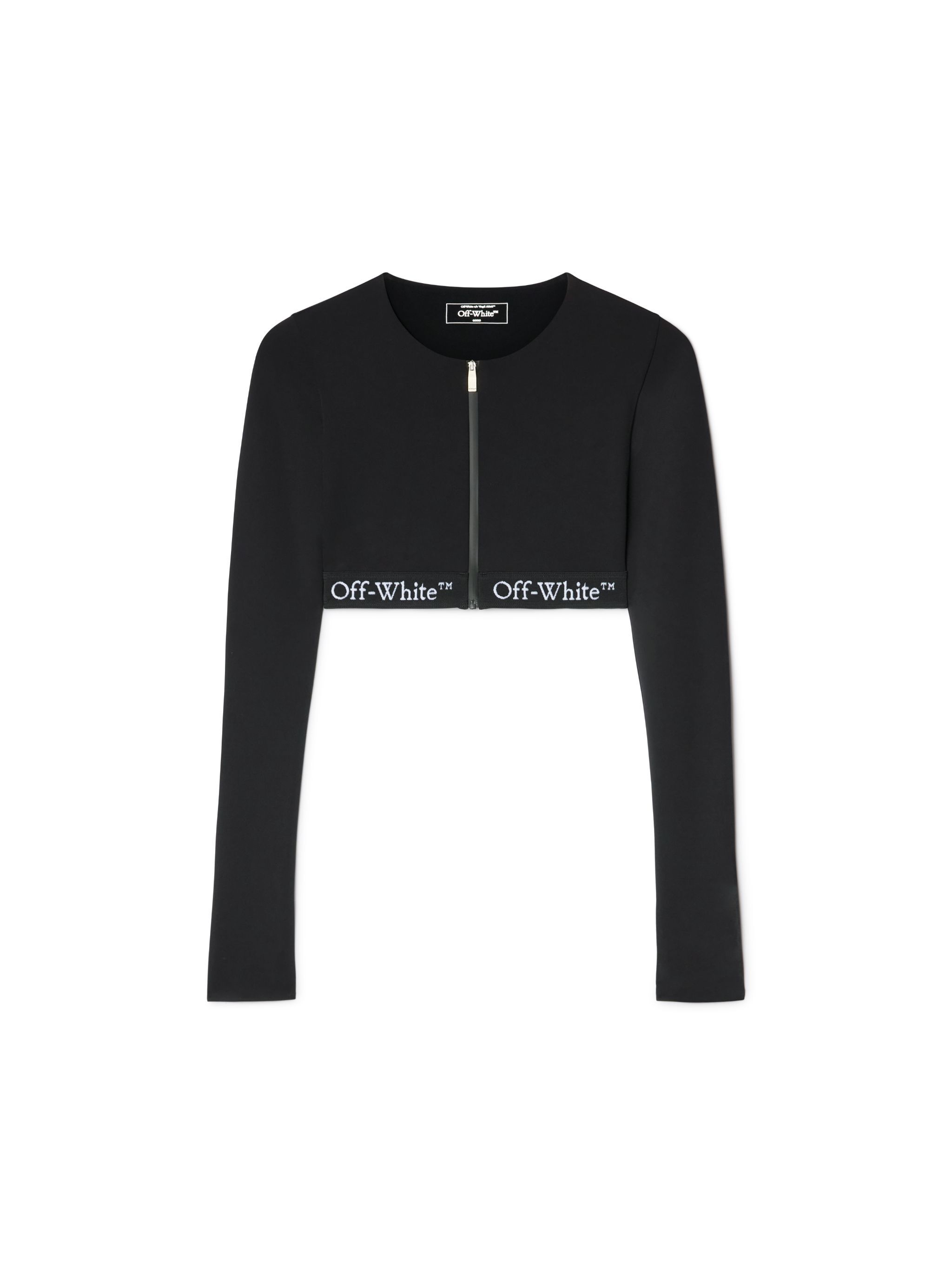OFF WHITE Black Logo Band Zip Crop Top BLACK OWVB027S25JER001